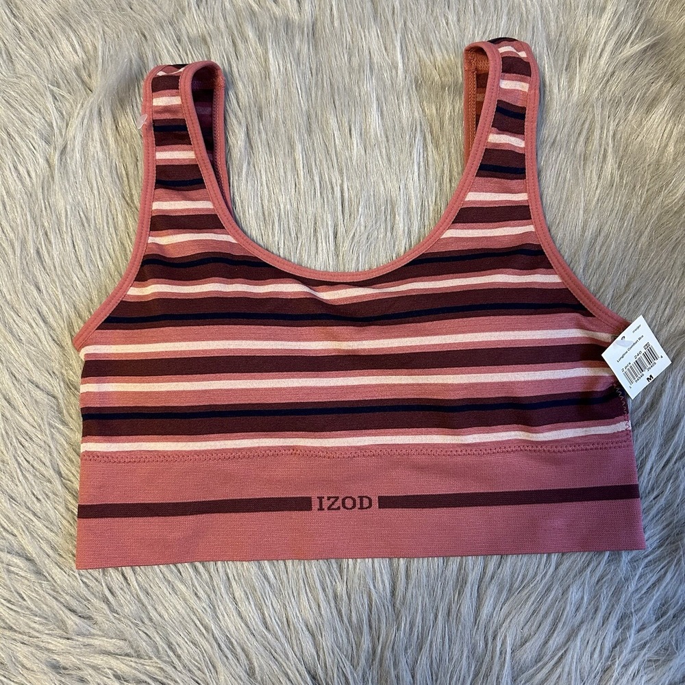 IZOD Wireless Sports Bra Women's Size Medium Pink Wirefree Stretchy Pull Over